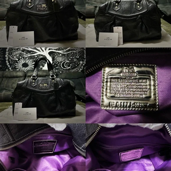 Vintage style Y2K Coach Black Leather Shoulder Bag with Silver Hardware handbag - Picture 5 of 17